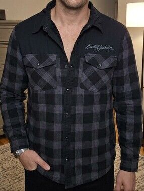 Source Unknown Black & Gray Plaid Lightweight Shirt Jacket